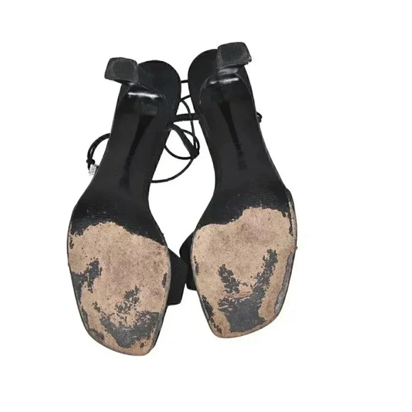 Stuart Weitzman Black Heels Open Toe Black Rhinestone Size 10 - Picture 12 of 14